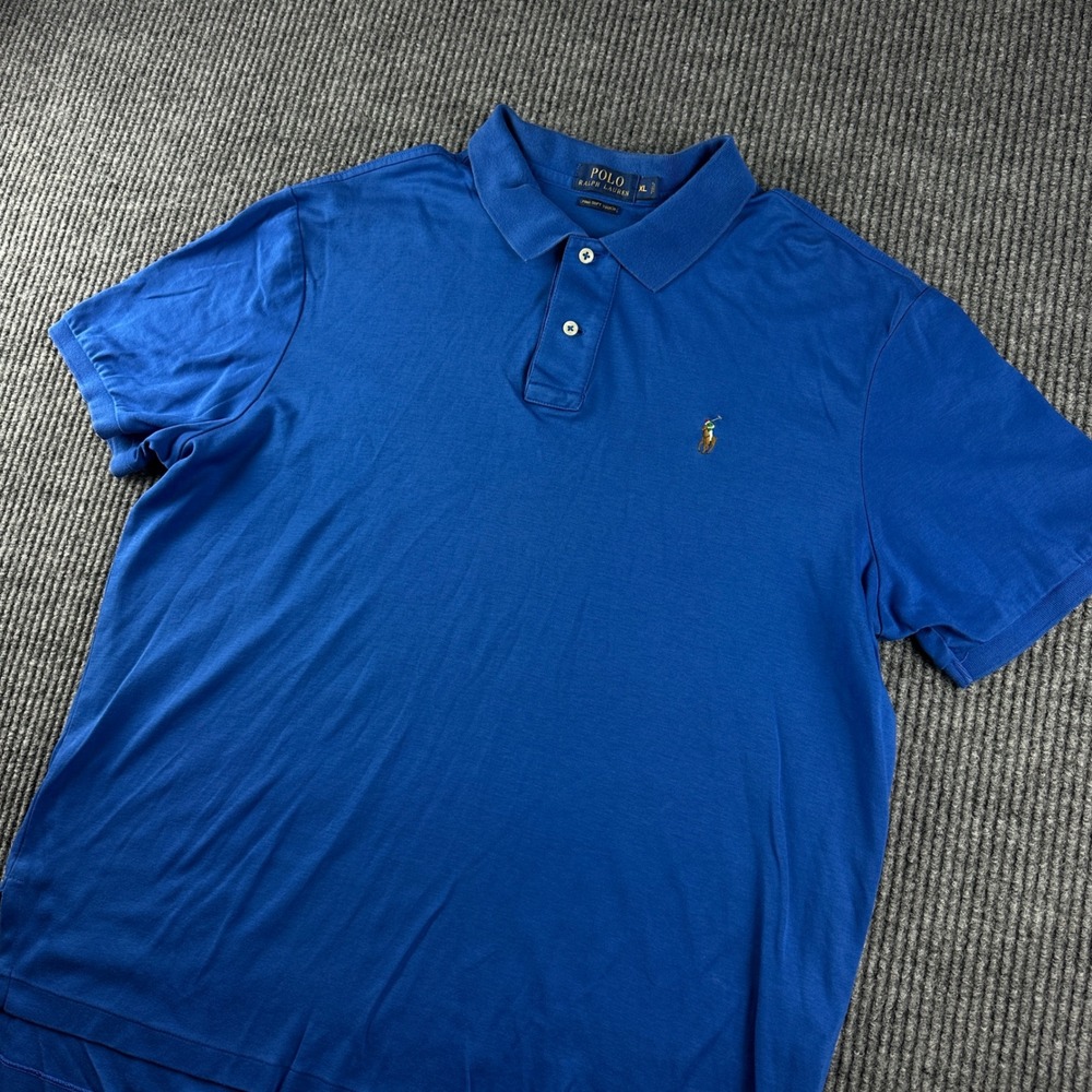 Polo Ralph Lauren Pima Soft Touch Polo Shirt Mens XL Blue Short Sleeve Pony Logo